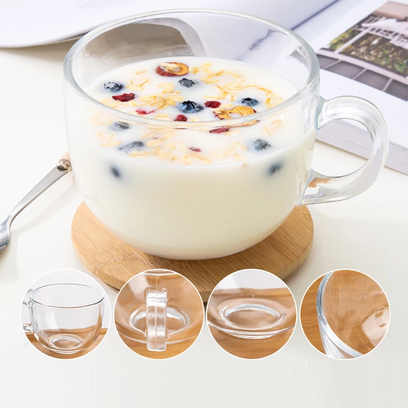 Стъклени чаши за мляко GIANXI Кафени чаши в стил Simple Ins, млечни чаши за овесена каша за закуска в домашни условия с дръжки