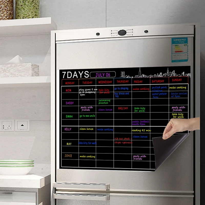 2X Магнитен набор от календари, сухо изтриване 16X12 Инчовата дъска Седмичен планер Органайзер за Бяла дъска формат А3 за хладилник Кухня у дома