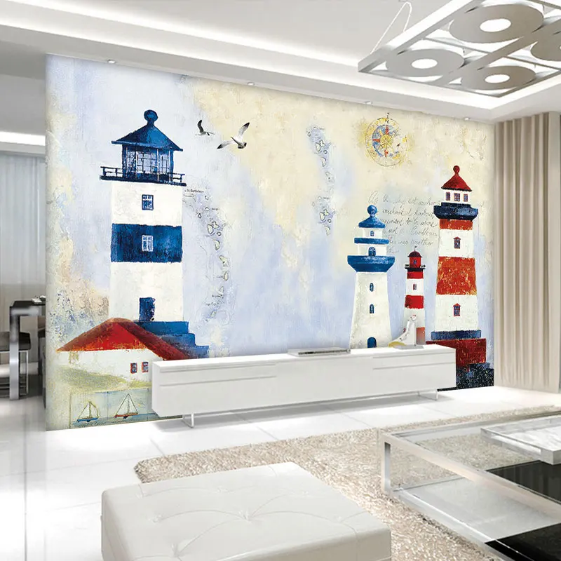 beibehang Потребителски стенописи в средиземноморски стил, хол, спалня, ресторант, детска градина, тапети с фар