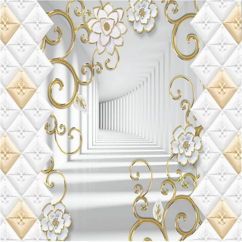 beibehang Потребителски фотообои стикери за стени, стенопис 3D мека опаковка златен модел ТЕЛЕВИЗИЯ фон тапети papel de parede
