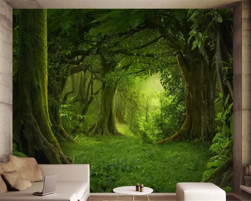 Потребителски тапети Beibehang загадъчна гора голямо дърво тревата природен пейзаж стенопис дневна спалня ТЕЛЕВИЗИЯ фон 3D тапети