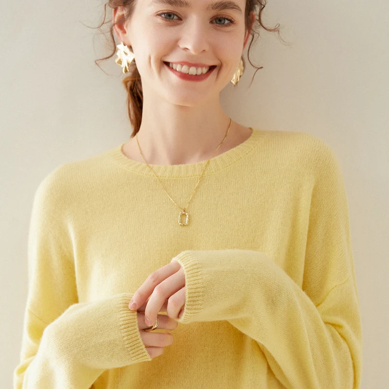 Дамски пуловери, Блузи от 100% КОЗЕ КАШМИР, Зимни Меки топли дамски блузи с имитация на шията и дълъг ръкав HG01