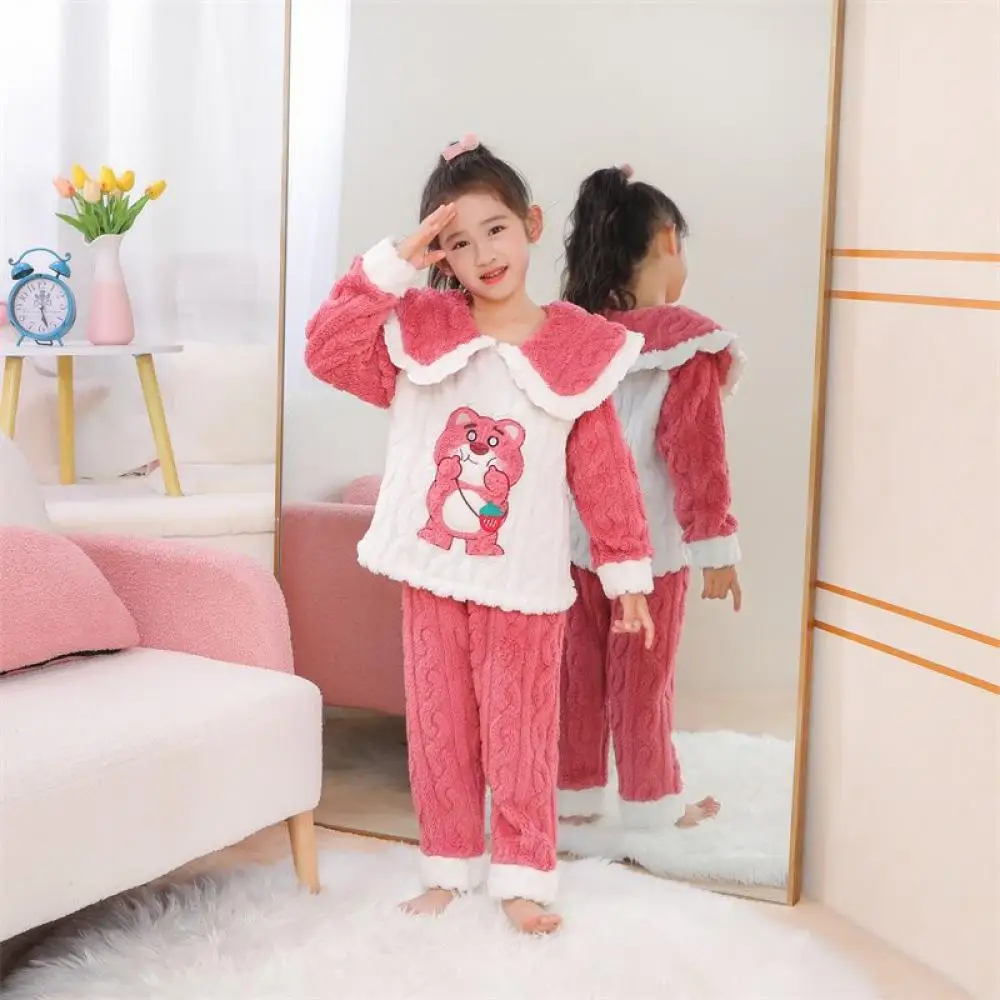 Kawaii Sanrio Hello Kitty Cinnamoroll Фланелен Пижами За Момичета Есен Зима Топли Плюшени Пижами С Шарени Аниме Детска Домашно Облекло Подарък