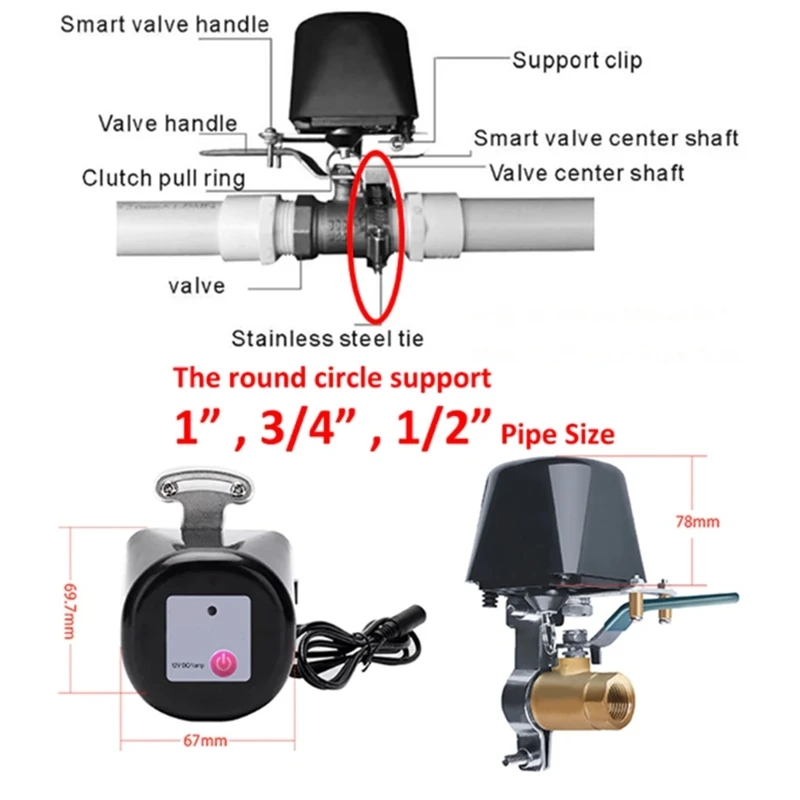 Воден клапан на Hristo Smart Zigbee 3.0 Газов клапан, Механичен превключвател клапа Bluetooth Управление на вентил