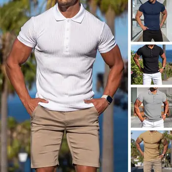 Модерен мъжки спортен топ средна дължина, дишаща мъжка риза с къс ръкав, Оборудвана Случайни мъжки летен топ, мъжки дрехи