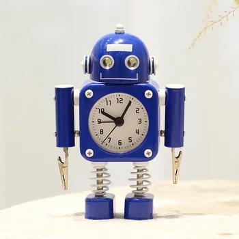 Метален робот-часовник за деца, cartoony, сладък, тих, творчески, клипсовый, цифров