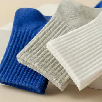Универсални чорапи до средата на прасците, Сгъстено Мини Еластични Чорапогащи в тон, Обикновена Чорапи на пода, за топлина и комфорт.