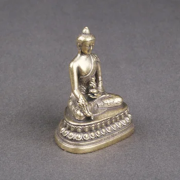 Настолна ретро-латунная статуя на Буда, настолна латунная ремесленная скулптура, латунная статуетка на Буда