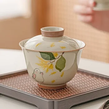 Купа от билков дърво, сив заек, Чаена чаша с две корици, керамични чайника, един висококачествен чай набор от кунг-фу Не е горещ