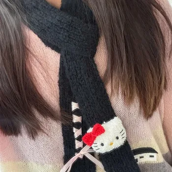 Нов Плюшено шал Kawaii Sanrio Здравей Kittys Мультяшная Аниме Кукла Вязаный Маточната кърпичка Ауспуси Есен Зима Топъл Мек Подарък за двойки Y2K