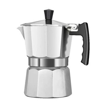 Кафемашина за лате, мока, италианска кафе машина Moka Espresso Cafeteira, кафемашина, печка, 150 мл, цвят сребрист