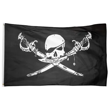 Флагландский флаг 90*150 СМ, Череп Забавна Роджър, Кръстосани кости, знаме пират братя бряг