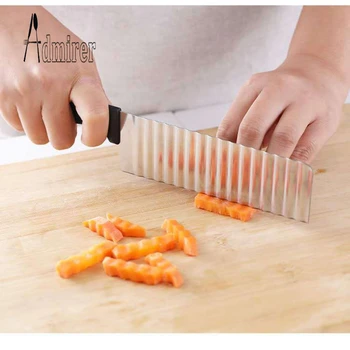 Нож за нарязване на картофи чипс от неръждаема стомана, многофункционален нож за рязане на тесто, зеленчуци и плодове, нож за нарязване на Пържени картофи
