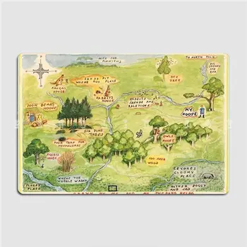 Плакат с карта гори на площ от сто декара, Дървени табели, Печат на кръчмата, Гараж, Кино, всекидневна, Декориране на Гараж, Дървени табели, плакати