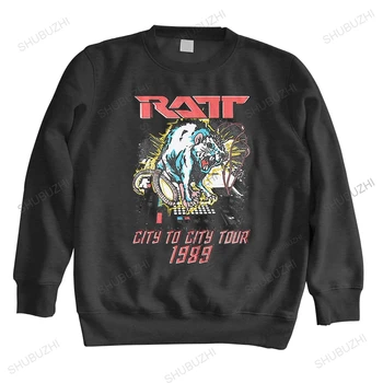 Мъжки пролетен готина hoody с кръгло деколте Ratt 80s Band Rat On Music Studio Controller Adult CITY TO CITY TOUR 1989 унисекс качулки