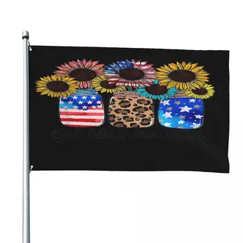 Бог да благослови САЩ, слънчоглед, американски цветен флаг на 4 юли