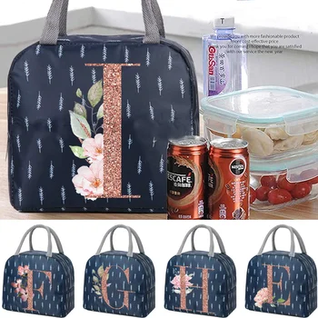Чанти-хладилници Преносима изолирано чанта за обяд с цип Дамски Детска чанта-хладилник за пикник Пътна кутия за закуска с надпис Rose Gold Food Мъкна
