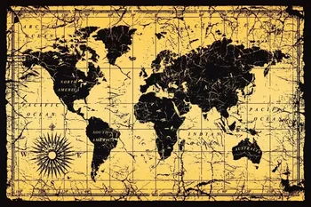 Карта на света, както за домашен интериор-естествена Коприна художествен плакат, Стикер на стената, за украса на подарък