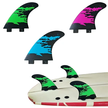 Перки за сърфиране Tri UPSURF FCS Размер M Перки За Дъски за сърф От Фибростъкло С Двойни первази За сърфиране Лилаво/Синьо/зелено 3 бр./компл.