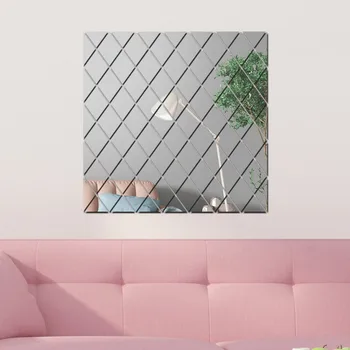 3D Диамантени акрилни Самозалепващи огледално стикери за стена, художествено оформяне на стени, подходящо за домашен интериор дневна