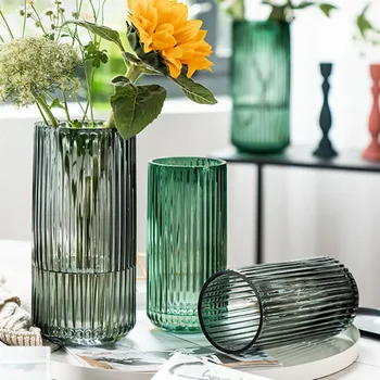 Прозрачна стъклена ваза за цветя с шарките на дървото Каменна ваза Цветя Водни Производители Украса на масата в хола Занаяти