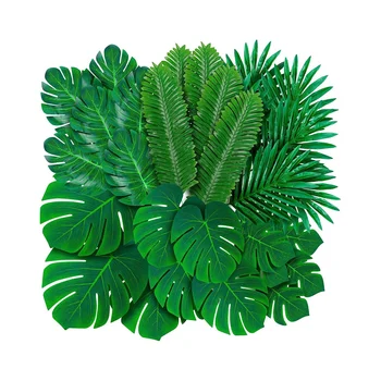 108 от Опаковки Изкуствени Тропически Палмови Листа Монстеры-6 Вида Изкуствени Зелени Палмови Листа с Дръжки за Хавайски парти Luau