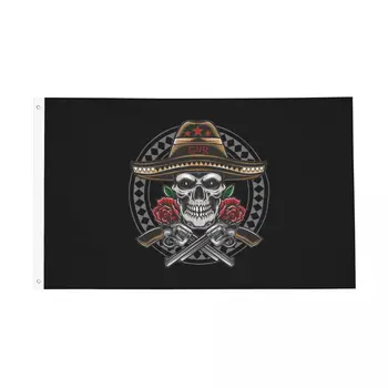 Знаме с черепа на Guns N Roses Мексико Банер за помещения и на улицата, украса от полиестер и тежки метали, двустранни знамена 60x90 90x150 см