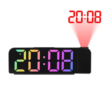НОВА led цифров прожекционен alarm clock, електронни настолни часовници със завъртане на 180 °, на дисплея на времето за повторение, Нощно шкафче за спалня, изключване на звука на алармата