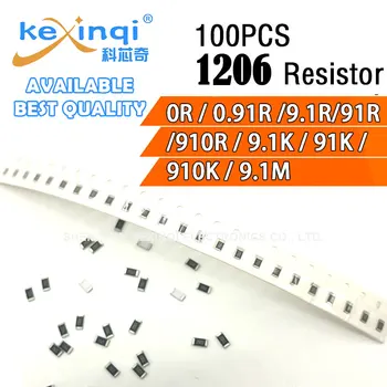 100 бр./лот SMD 1206 Резистор 0,25 W 1/4 W съпротивление 0R Ти 0,91 R 9,1 R 91R 910R 9,1 K 91K 910K 9,1 M