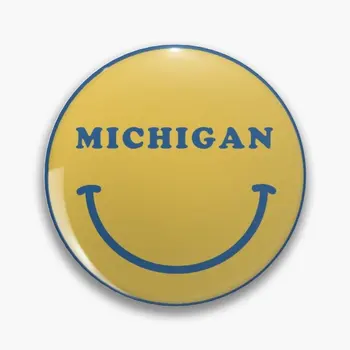 Мичиганския Усмивка Софт бутон на Жени Забавен Сладък Креативен Подарък Модни брошка За влюбени Метална яка Иконата Декор Бижута на Жени на ревера