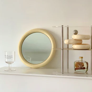 Монтиране на Декоративни огледало от масивно дърво, огледало за грим в хола, спалнята, Голямо кръгло огледало за баня, декорация за работния плот