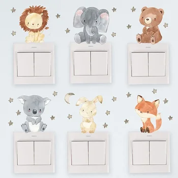 Стикери за стена с мультяшными животни в скандинавски стил за детски стаи За момичета и момчета, за украса на детската стая, Жираф, слон, влак, на Птици, на Междузвездни тапети