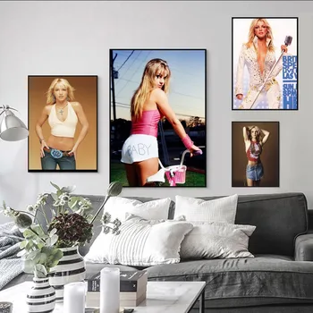 Плакат на певицата Bi-Бритни С-Спиърс, самоклеящийся художествен плакат, стикер от крафт-хартия в ретро стил, направи си САМ, Бар, кафене, Реколта декоративна живопис