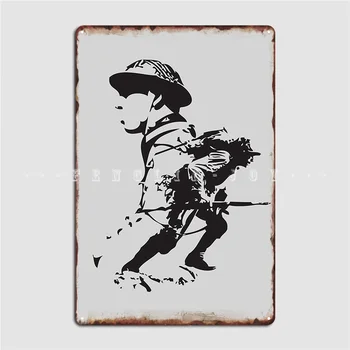 Силует на един войник от Втората световна война Метални табели-плакат Pub Create Pub Garage Живопис Декор Лидице знак-плакат