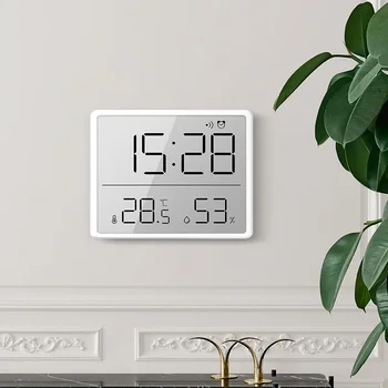 Часовници Магнитни Голям Стенен часовник с аларма за хладилник с влажност, Мултифункционален екран, таблица на температурата, дигитален часовник, Дата на работния плот