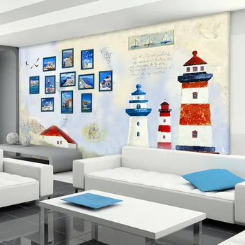 beibehang Потребителски стенописи в средиземноморски стил, хол, спалня, ресторант, детска градина, тапети с фар