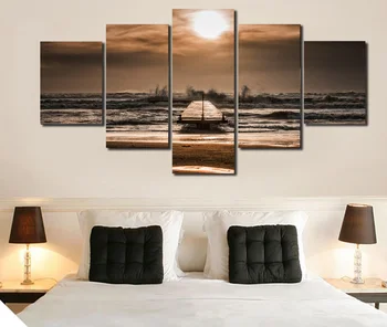 ArtSailing 5 бр. изкуство HD Печатни плажни вълни Живопис на Платното за Печат интериор на стаята за печат плакат картина на платно Безплатна доставка/ny-4114