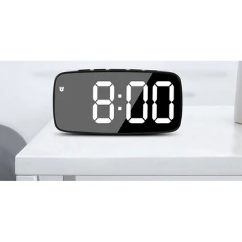 Интелигентен Цифров Нощни alarm clock, Червени Led Пътни USB-Настолни Часовници с Датчик за Температурата на 12/24 часа за Спални, Черен