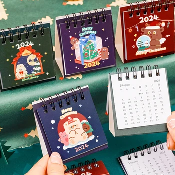 Сладък мини настолен календар за Коледа 2024 Малък Тенис на хартиен календар с двойно дневното разписание за дома, Офиса, училището Коледни подаръци