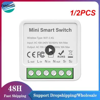 1 / 2 ЕЛЕМЕНТА Sasha 16A Wifi Mini Smart Switch Light 220V Поддържа 2-лентов Модул за автоматизиране на времето за управление на Заявление за Алекса Home