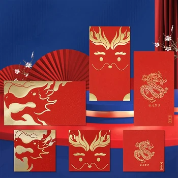 60 Бр Китайски Новогодишни Червени Пликове За Празника На Пролетта Щастливи Парични Пакети В Годината На Дракона 2024