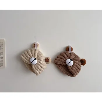 Открийте проста детска вязаная защита на ушите, с хубав анимационни мечка, есенно-зимна детска вълнена шапка