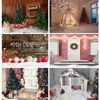 Коледен фон за снимки SHENGYONGBAO, камина, фонове с Коледна елха за подпори фото студио SD-06