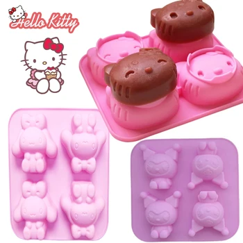 Форма за шоколад Sanrio Hello Kitty от мека силиконова празни приказки, художествена форма от смола, украса торта, сладкарски принадлежности за кухня, инструменти за печене