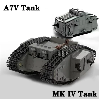 2023 Военен Немски Боен танк A7V Набор от Градивни блокове WW2 MK IV Бойна Солдатский автомобил Класически Тухли Армейските Играчки за деца в подарък