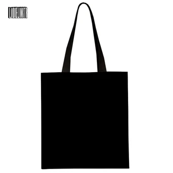Изработена по поръчка холщовая чанта без цип Черно, бяло