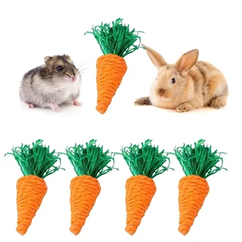 Нова дъвка играчка-зайче за почистване на зъбите, естественото лечение на сено, Трева, Моркови, играчки за игри със заек, Шиншиллой и хомяком.
