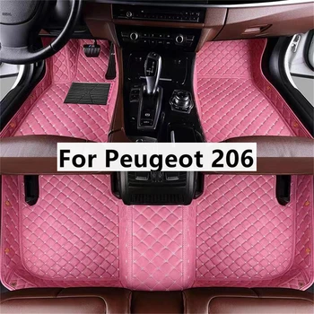 Обикновена автомобилни Постелки с диаманти по поръчка за Peugeot 206 2004-2008 Аксесоари за краката Coche, Килими по поръчка