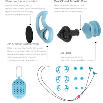 Тапи за уши за плуване Меки силиконови Звукоизолирани тапи за уши за гмуркане, сърф, гмуркане, водоустойчив сензорни слушалки за гмуркане, комплект за гмуркане