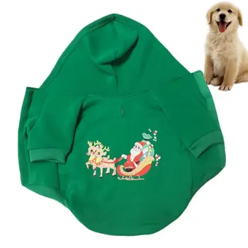 Коледно облекло за кучета Удобни блузи с качулка, за кучета, лека дишаща коледна hoody за кучета от памучен плат Котка